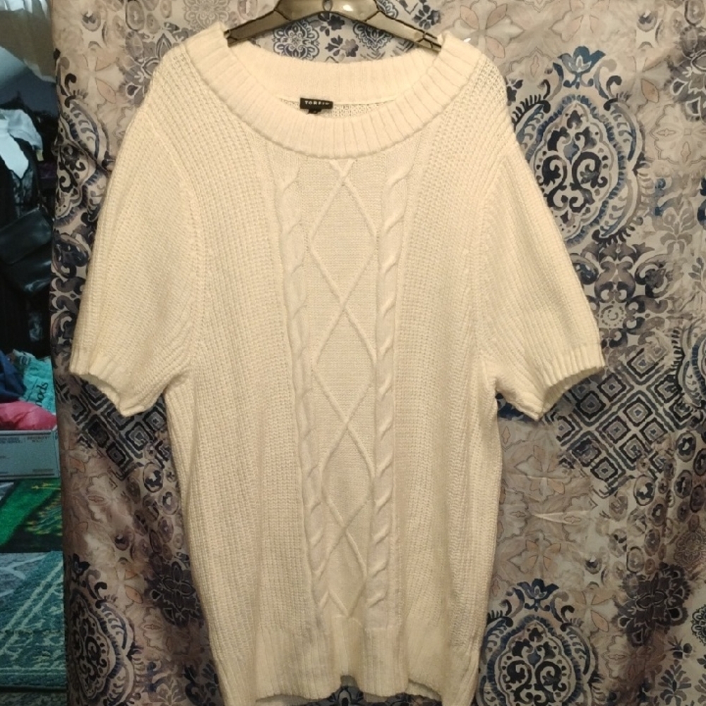 Torrid White Cable Knit Sweater